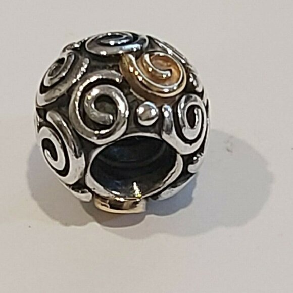 Authentic PANDORA *RETIRED* Sterling SILVER w/14K GOLD ROSE BOUQUET BEAD 790414 - Picture 3 of 8